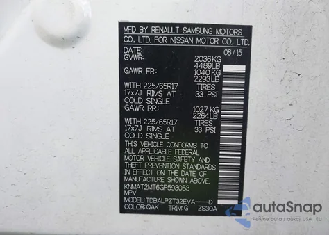 2016 Nissan Rogue S z USA, uszkodzony, nr VIN KNMAT2MT6GP593053